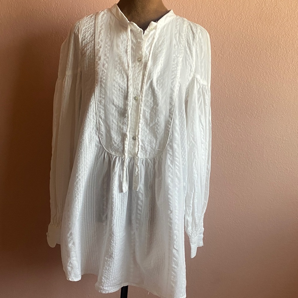 MAEVE  White Textured Button-Up Tunic - Picture 2 of 11